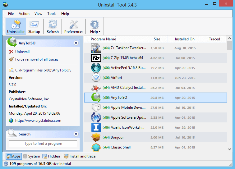 CrystalIDEA Uninstall Tool